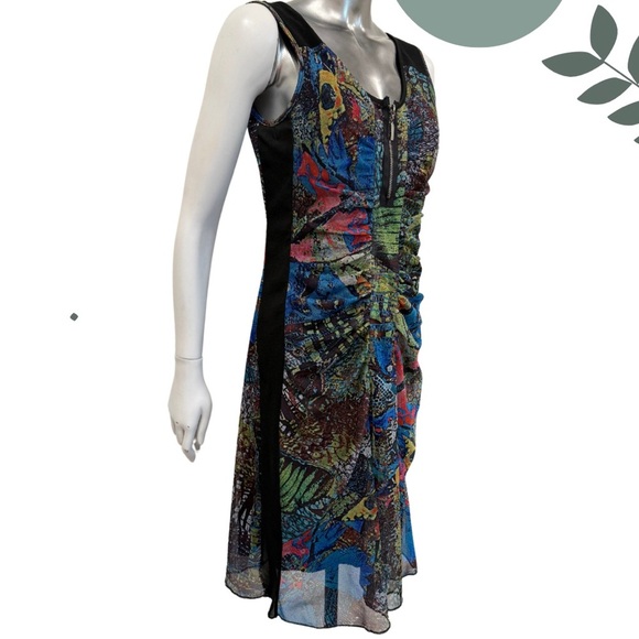 🛍️3/$40 Bold Abstract Print Sleeveless Midi Dress with Front Zipper – Size M - Picture 2 of 6